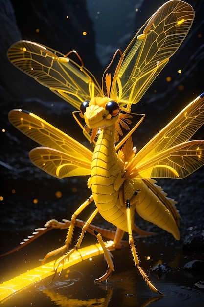 Mosca dragão de luz amarela