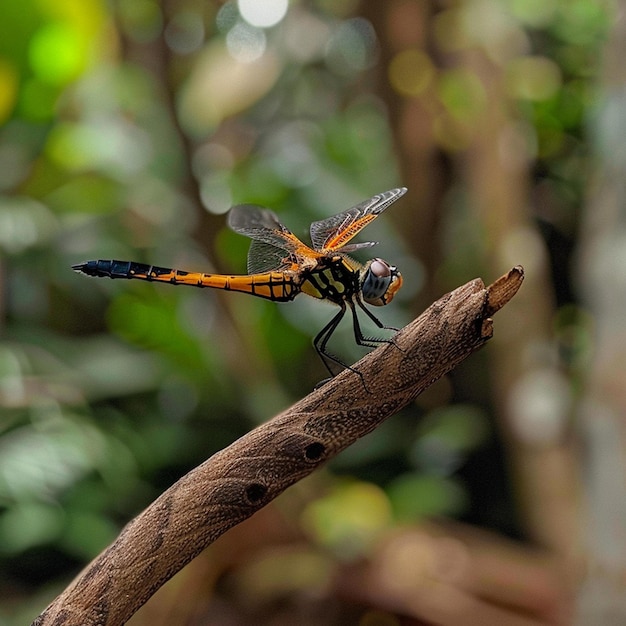 Mosca-dragão em um ramo no Parque Natural de Singapura