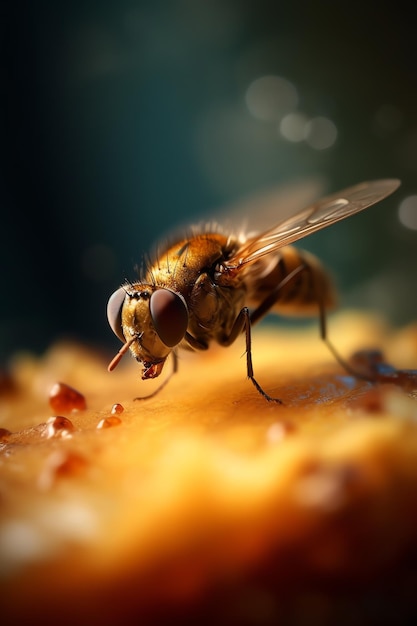 Una mosca en una fruta