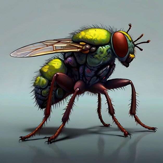 Foto una mosca gigante infectada con un virus zombi generado por la ia