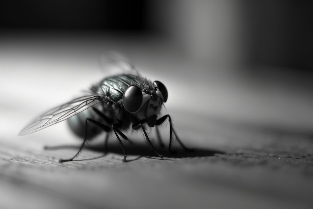 Mosca zumbante en el aire cálido del verano