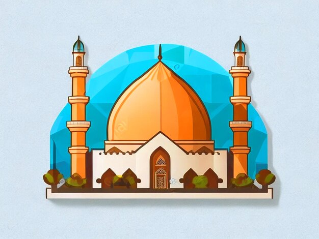 Moschee Cartoon Aufkleber Design künstlerisches einfaches Design hd kostenlos herunterladen