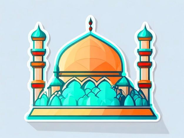 Foto moschee cartoon aufkleber design künstlerisches einfaches design hd kostenlos herunterladen