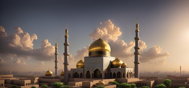 Moschee für Ramadan Kareem Eid Grüße für das muslimische Festival Islamische Kultur Ramzaan Generative AI