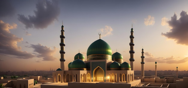 Moschee für Ramadan Kareem Eid Grüße für das muslimische Festival Islamische Kultur Ramzaan Generative AI