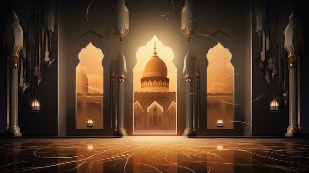 Moschee-Illusration HD 8K-Hintergrundbild