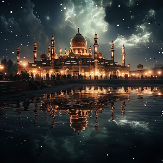 Moschee-Illustration, Nachthintergrund