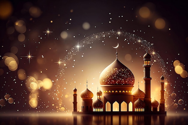 Moschee im Ramadan bei Nacht AI generiert