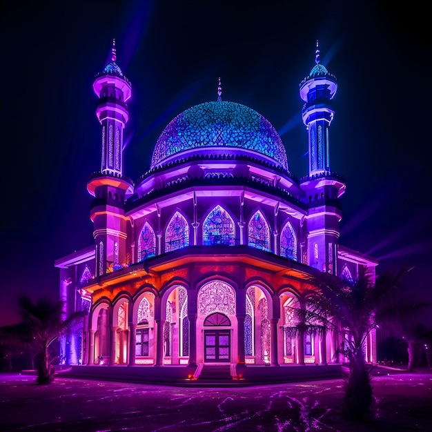 Moschee in der Nacht in der Stadt Kuala Lumpur