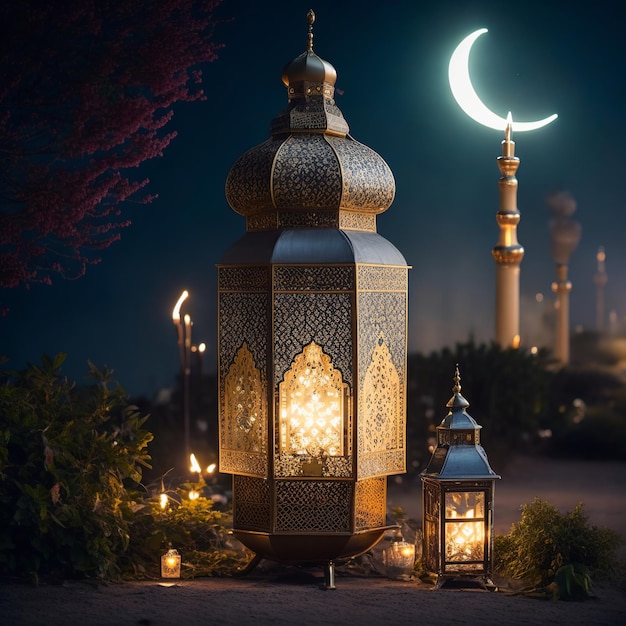 Moschee mit dekorativer arabischer Laterne