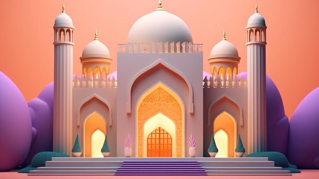 Moschee mit rosa Hintergrund