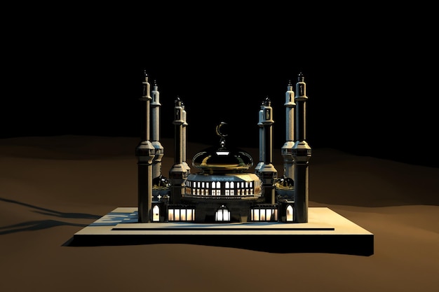 Moschee mitten in der Wüstennachtszene