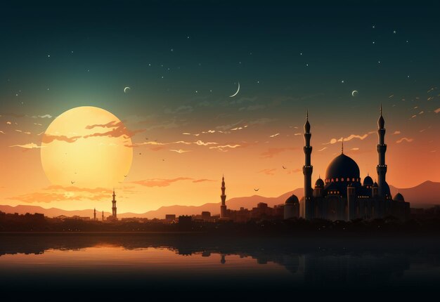 Moschee Silhouette gegen Sonnenuntergang