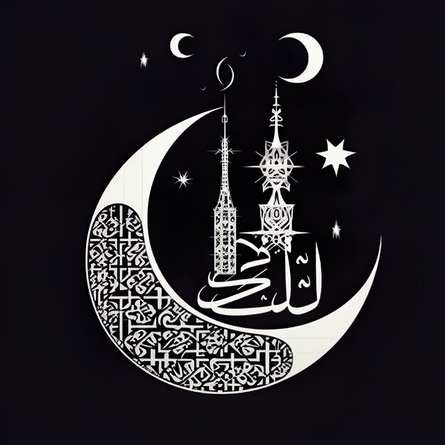 Foto moschee und religion moschee und mond illustration und kreativte logio-ideen mit ki