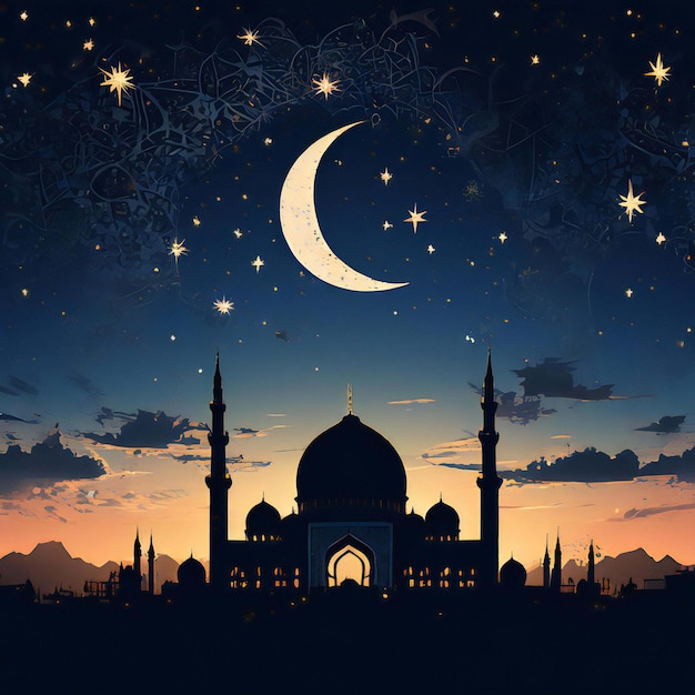 Mosque fundo islâmico Ramadan Mubarak Ramadan Ramadan Kareem papel de parede AI Imagem geradora