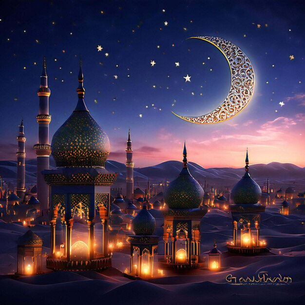 Mosque fundo islâmico Ramadan Mubarak Ramadan Ramadan Kareem papel de parede AI Imagem geradora