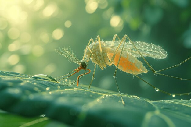 Mosquito Aedes aegypti em uma folha