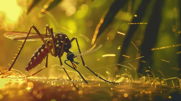 El mosquito Aedes aegypti succiona la sangre humana el virus del mosquito peligroso en la piel humana el virus de la fiebre hemorrágica de Maedes