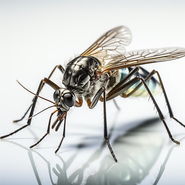 Foto el mosquito aislado sobre un fondo blanco