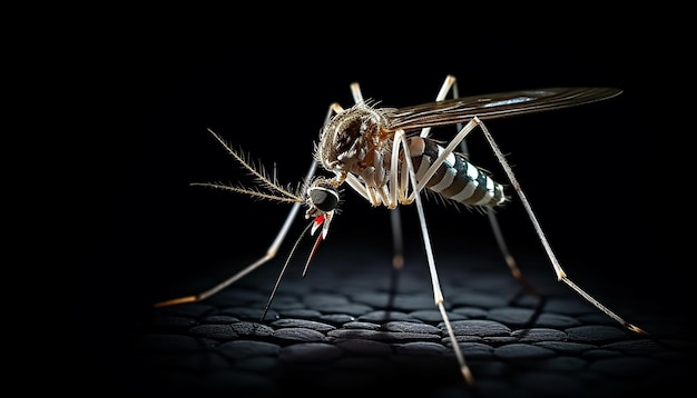 Mosquito aislado en vista lateral elevada