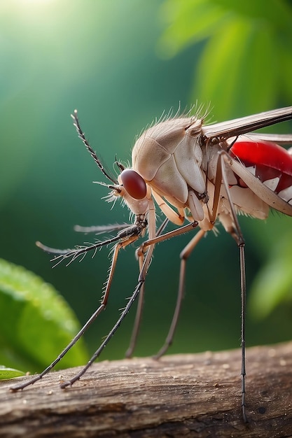 El mosquito de cerca en la naturaleza