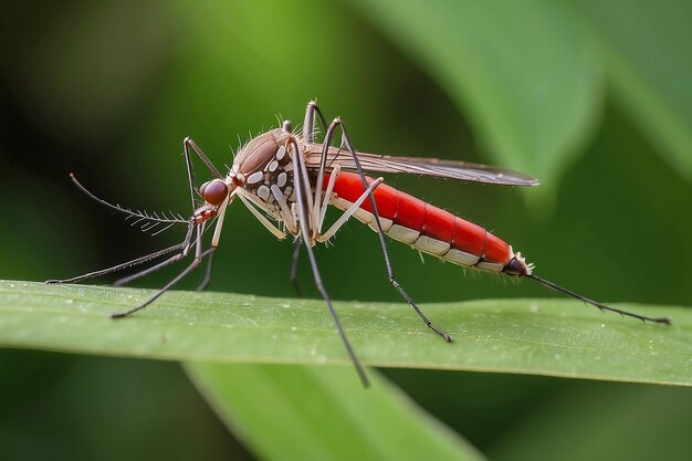 El mosquito de cerca en la naturaleza