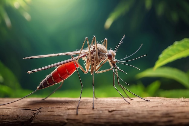 El mosquito de cerca en la naturaleza