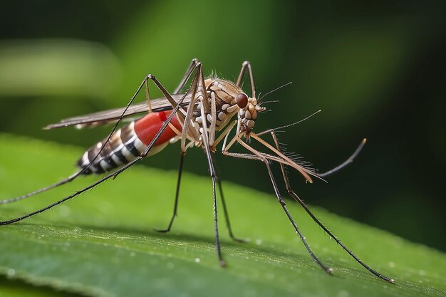 El mosquito de cerca en la naturaleza