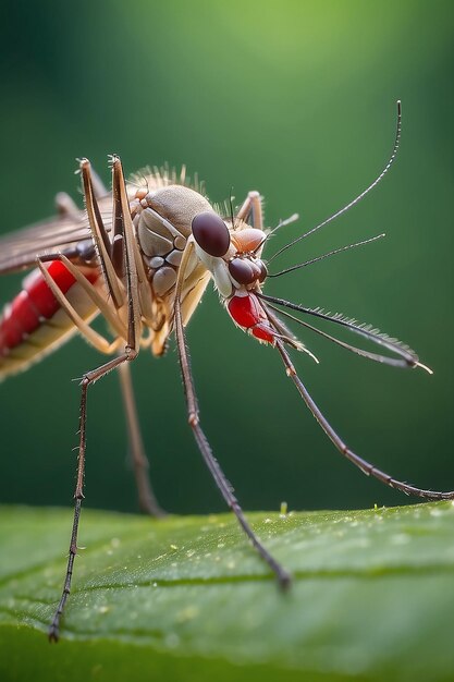 El mosquito de cerca en la naturaleza