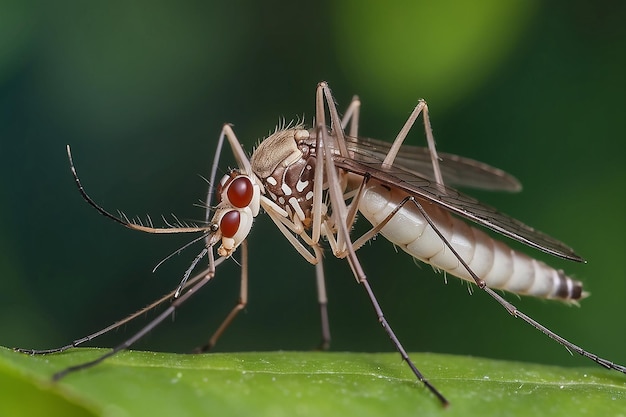 El mosquito de cerca en la naturaleza