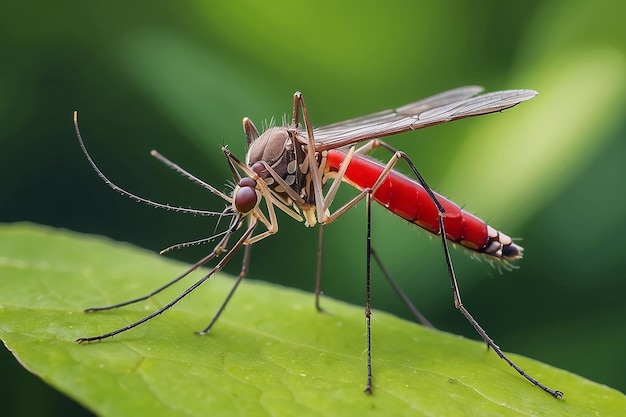 El mosquito de cerca en la naturaleza