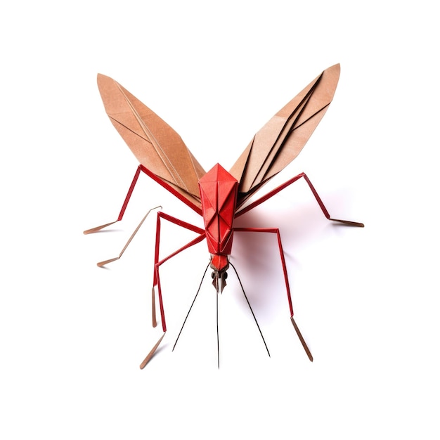 Mosquito de papel vibrante Origami impressionante Design de animais de estimação Arte criativa de polígono