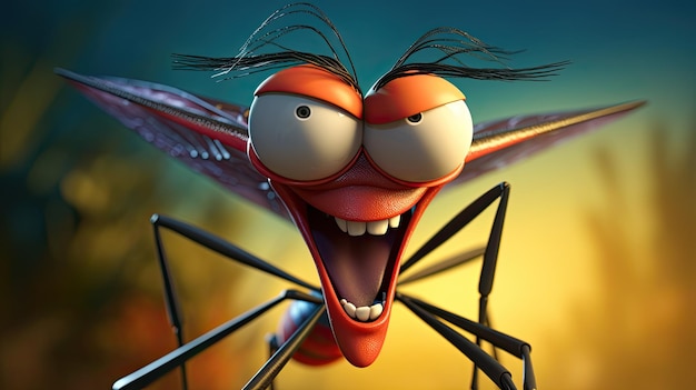 Foto mosquito de dibujos animados con ojos grandes