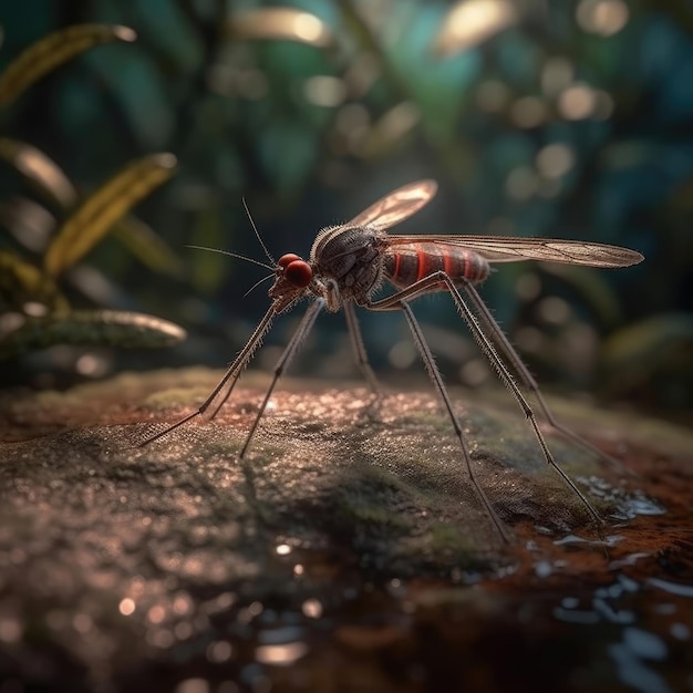 Mosquito em IA geradora de habitat natural