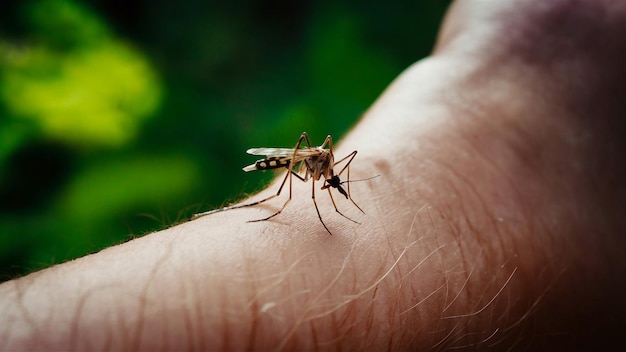 un mosquito está siendo sostenido por la mano de una persona