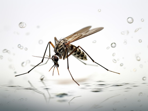 Mosquito macro photowhite fundo 3D renderização de alta qualidade
