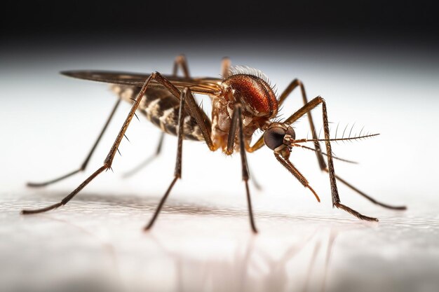 Un mosquito se muestra en una superficie blanca.