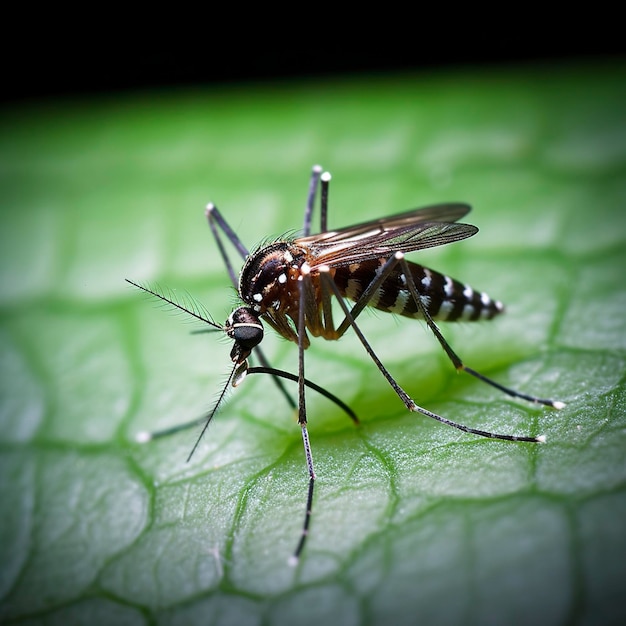 Un mosquito tigre muerde la piel de una persona macro generada por Ai