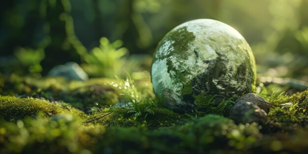 Moss Covered Ball im Wald.