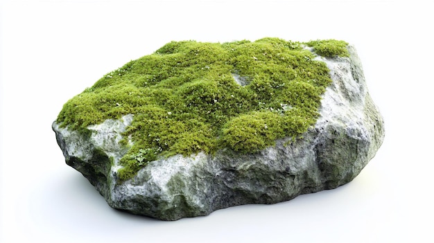 Mossy Rock isoliert auf weißem Hintergrund Naturelement Studio-Aufnahme für das Design