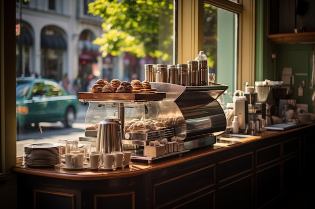 Mostrador de Café Luz Natural IA Generativa