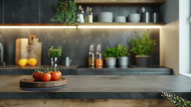 un mostrador de cocina con varias plantas y ollas de plantas en él