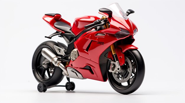 Foto mostrando una motocicleta sportbike en miniatura en 3d