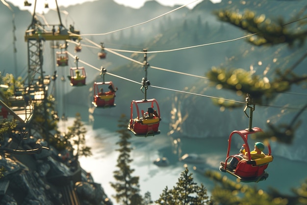 Foto mostrar la emoción de los paseos en tirolesa de juguete