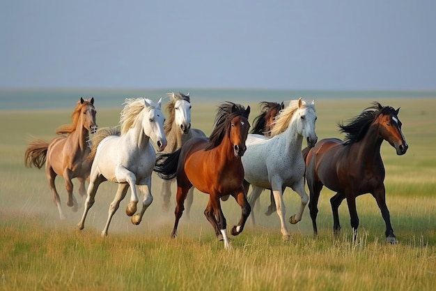 Mostrar la energía y la velocidad de los caballos salvajes