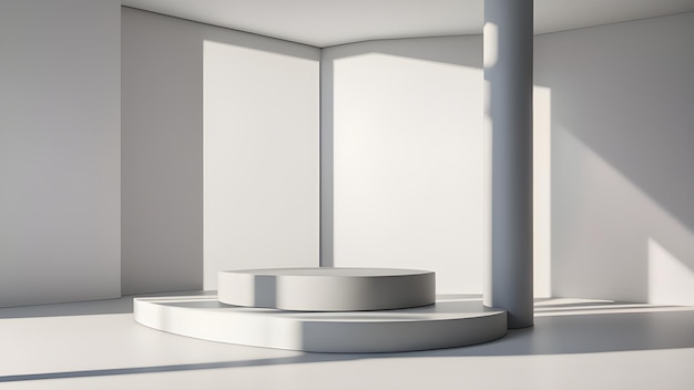 Mostrar productos escena moderna abstracta con plataforma de podio 3d geométrico fondo en negrita renderizado 3d con soporte de podio para productos cosméticos Escaparate de escenario en estudio de pedestal IA generativa