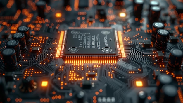 Motherboard digitaler Chip Zentralcomputer Prozessor CPU-Konzept Technologie-Hintergrund Leiterplatten