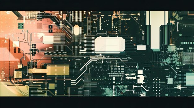 Motherboard-Symbol Technologisches Anti-Design digitale elektronische futuristische Schaltkreise miteinander verbundene vernetzte Hightech generiert von Ai