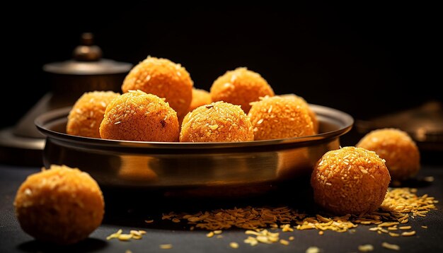 Motichur laddu fotografía de comida foto realista