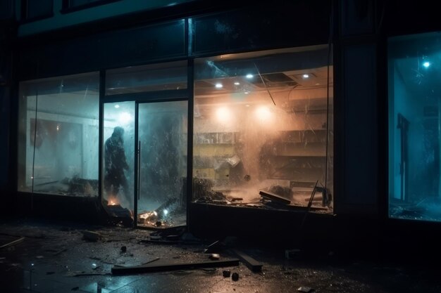 Foto motim noturno na cidade no quadro de luta de rua gerar ia